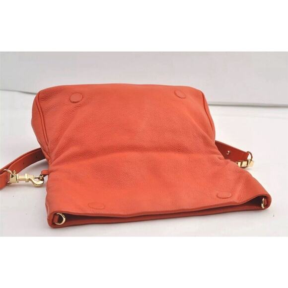 Authentic TORY BURCH Vintage Amanda Leather Shoulder Crossbody Bag Orange 9019J - Picture 14 of 16